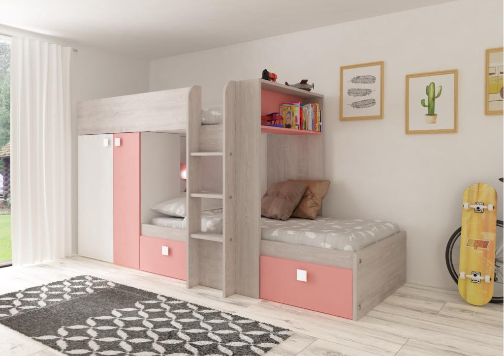 Maxim Multifunctioneel Stapelbed - 90x190 - Roze, Niet ingevuld, Niet ingevuld, Niet ingevuld