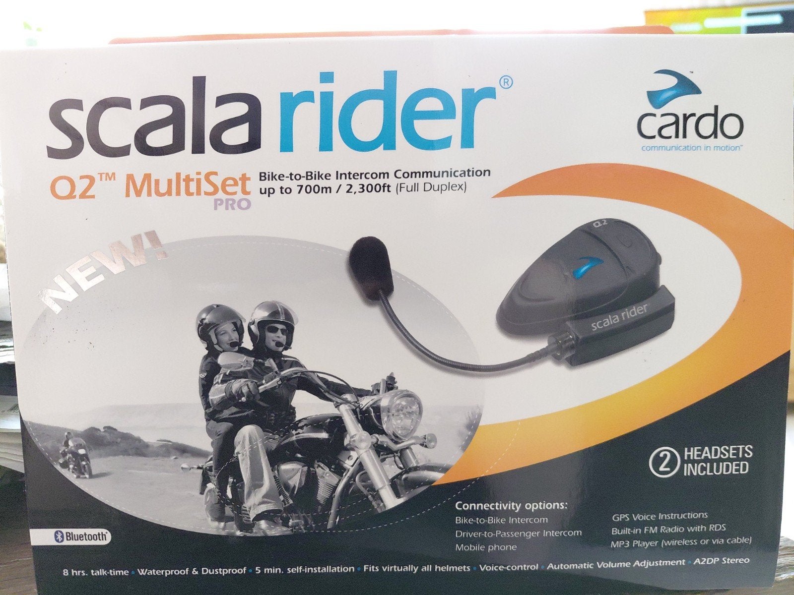 Scala Rider Q2 Multiset Cardo Motorfiets Intercom, Motoren, Ophalen of Verzenden, Gebruikt