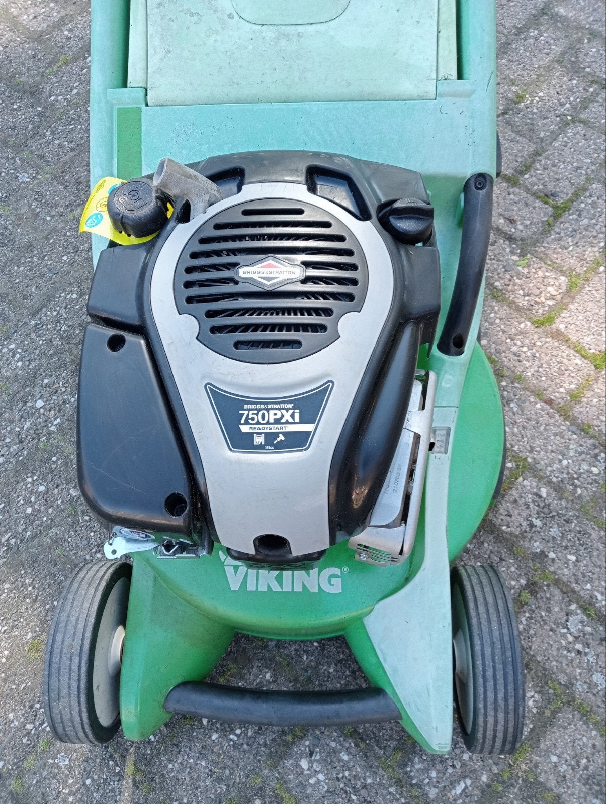 Viking grasmaaier met aandrijving en meskoppeling, Ophalen, Gebruikt