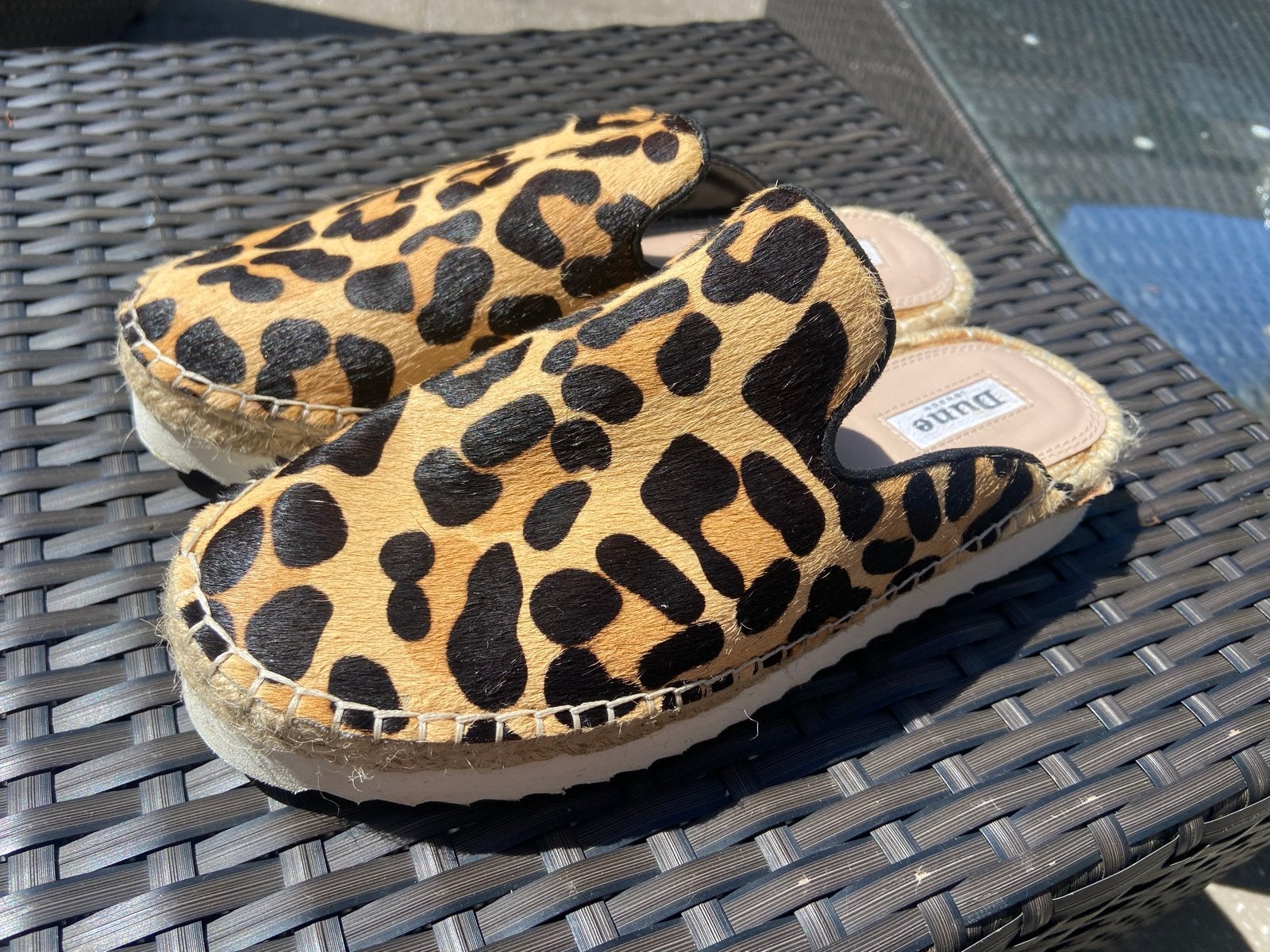 Dune London Luipaardprint Espadrille Muiltjes mt. 36, Ophalen, Bruin, Zo goed als nieuw, Espadrilles of Moccasins