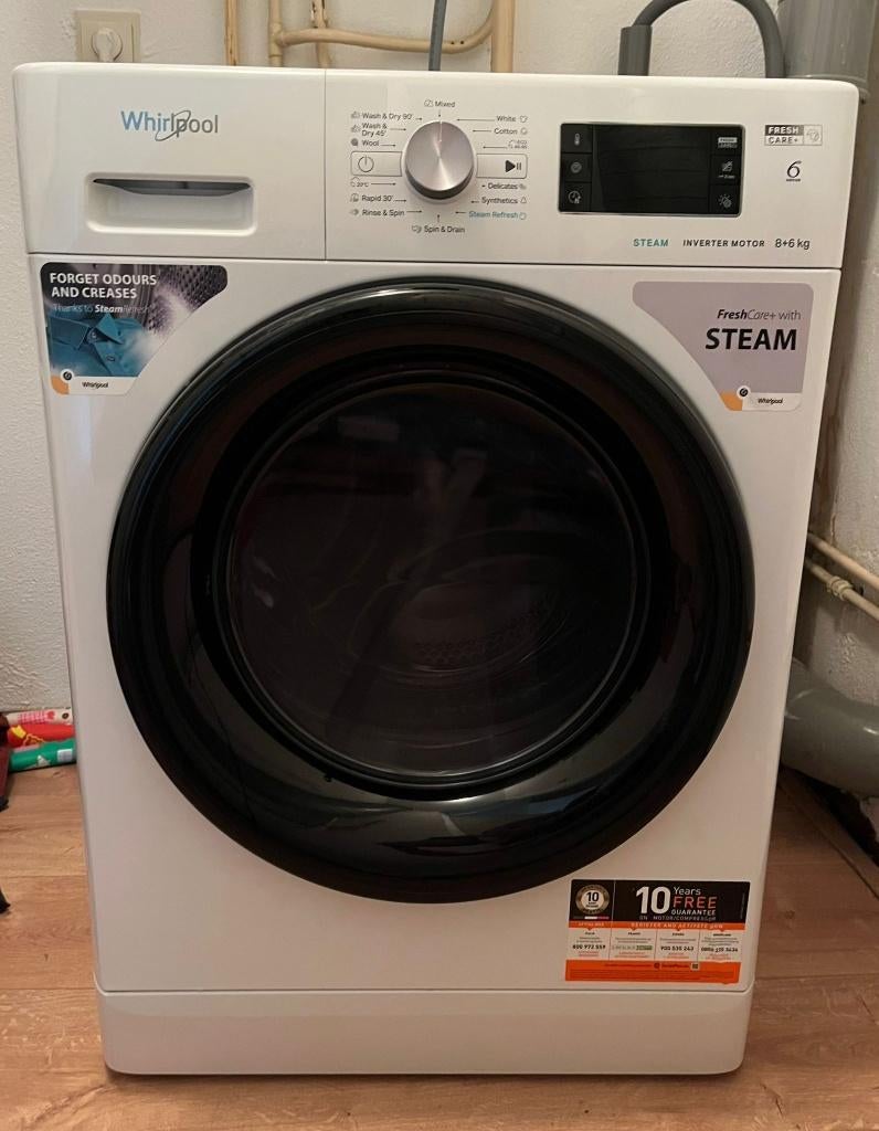 WHIRLPOOL FFT M22 9X3BX BE - wasdroogcombinatie, 8 tot 10 kg, Ophalen, Gebruikt, 90 tot 95 cm