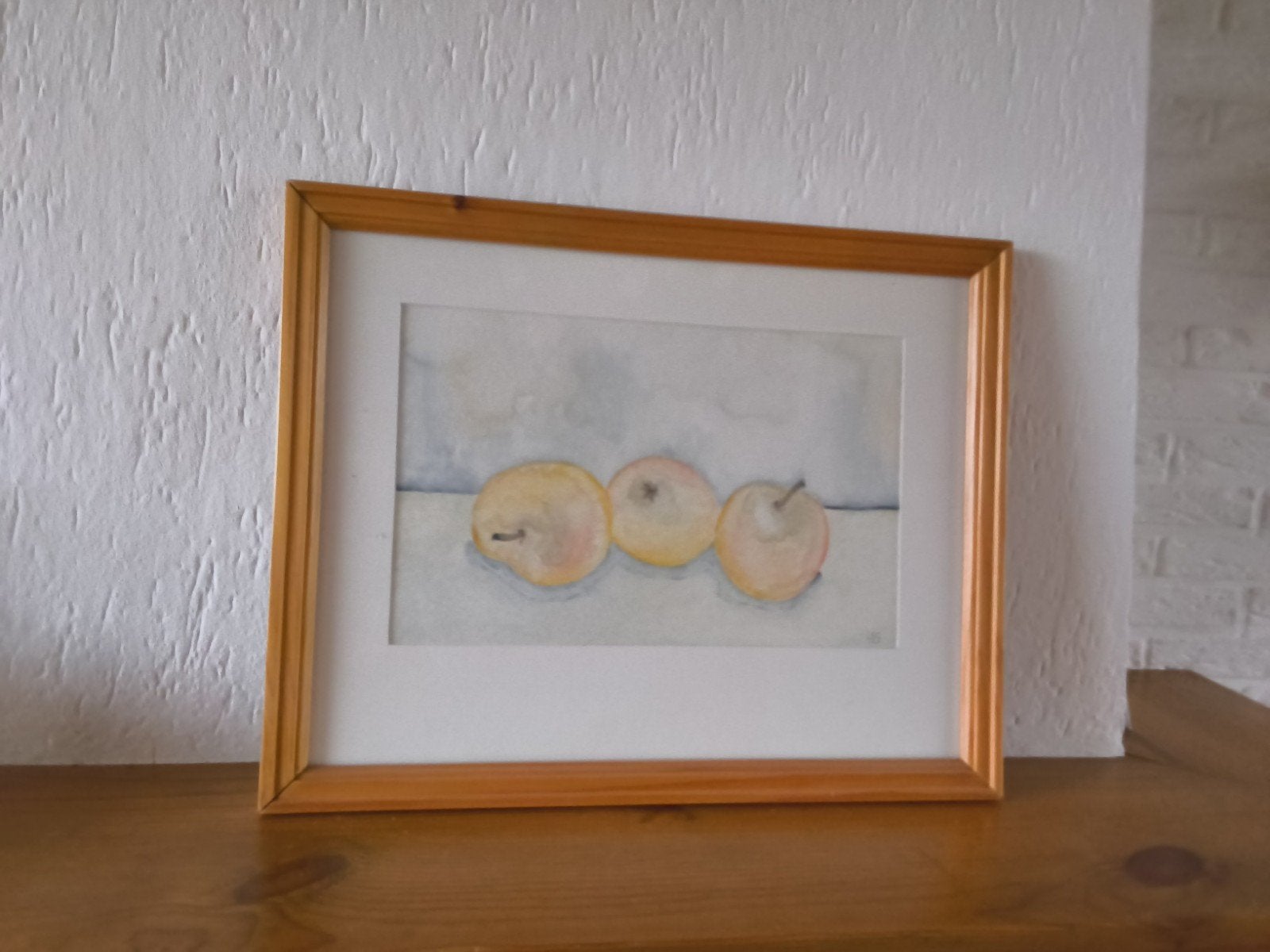 Stilleven met appels - Aquarel in houten lijst, Ophalen