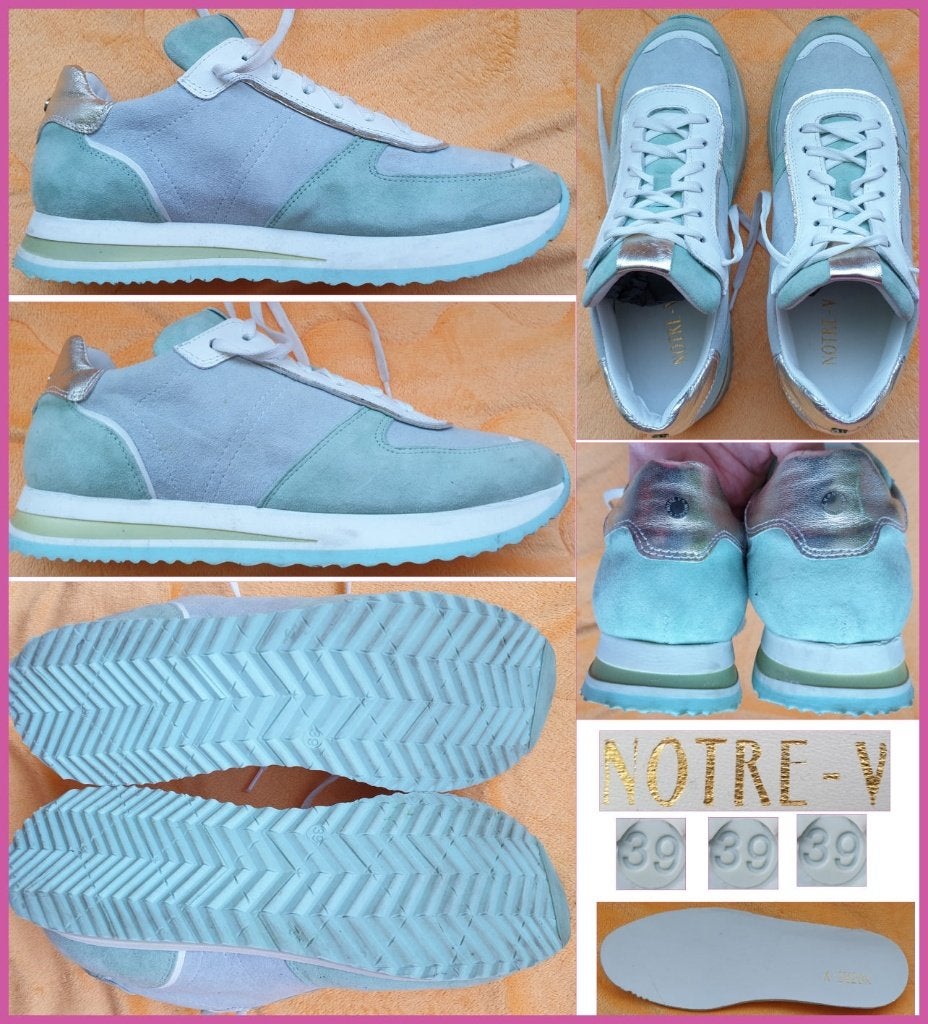 NOTRE-V mintgroene suède nubuck leren sneakers maat 39 zgan, Ophalen of Verzenden, Groen, NOTRE-V, Sneakers of Gympen