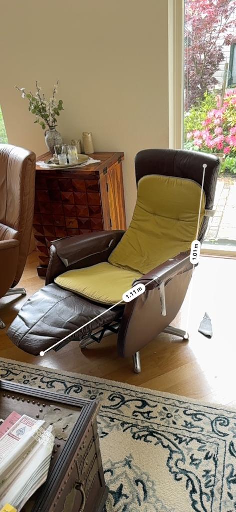 Lederen Relax Fauteuil – Lazy Boy | 1 stuk €60 / beide €100, Ophalen, Gebruikt, 75 tot 100 cm, Metaal