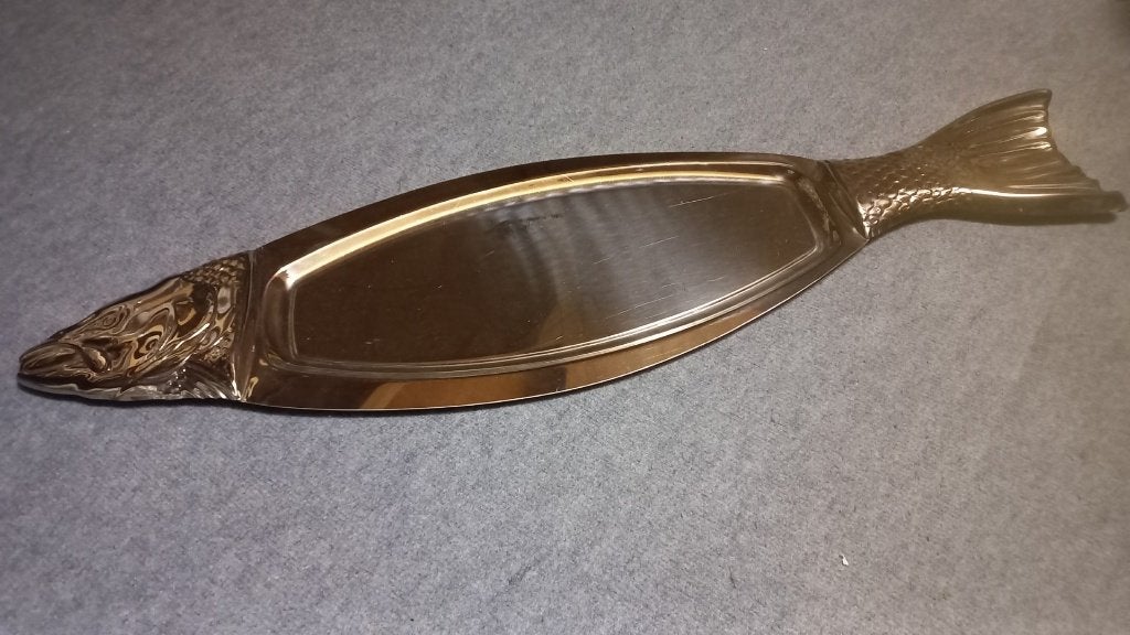 1 Luxe Buffetschaal RVS. model Vis. 92 x 34 cm., Ophalen, Zo goed als nieuw