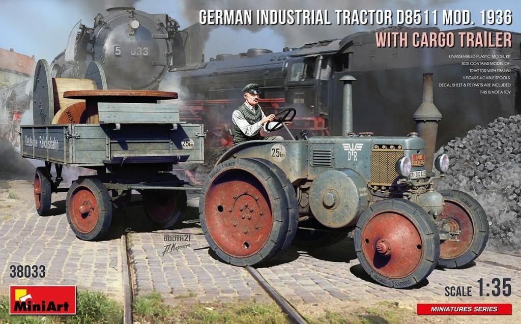 Miniart 1:35 German industrial tractor w. cargo trailer, Overige merken, 1:32 tot 1:50, Overige typen, Nieuw