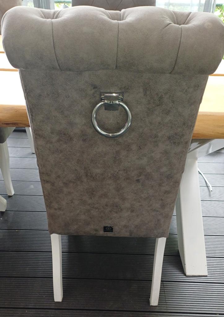 Luxe eetkamerstoel met ring en gecapitonneerde rugleuning., Modern Klassiek, Overige kleuren, Verzenden, Zo goed als nieuw