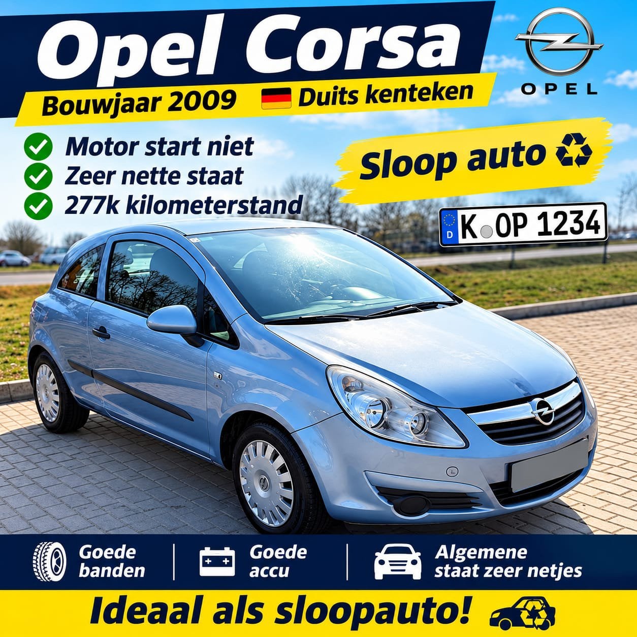 Opel Corsa 1.3CdTi 2009 voor onderdelen of sloop, Ophalen, Voor, Opel, Motorkap