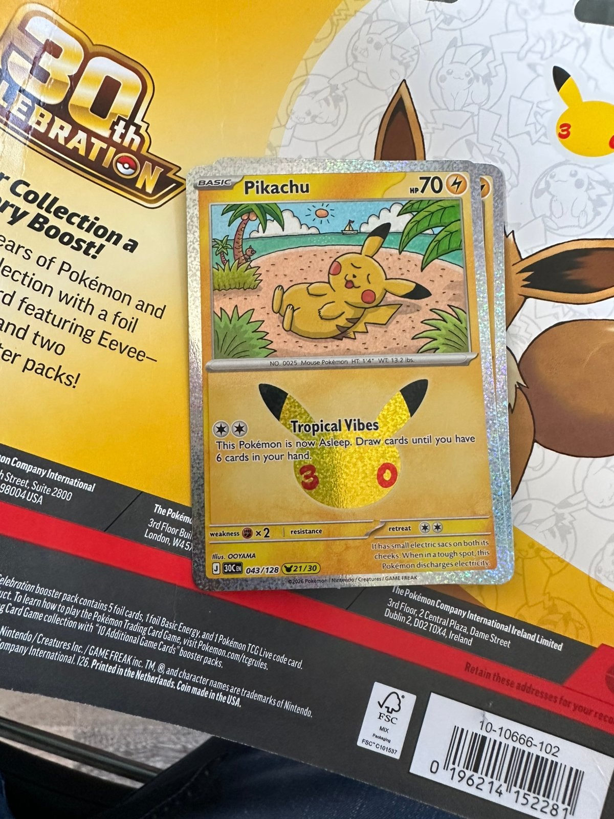 Pikachu 30th celebrations 043/128, Ophalen of Verzenden, Zo goed als nieuw