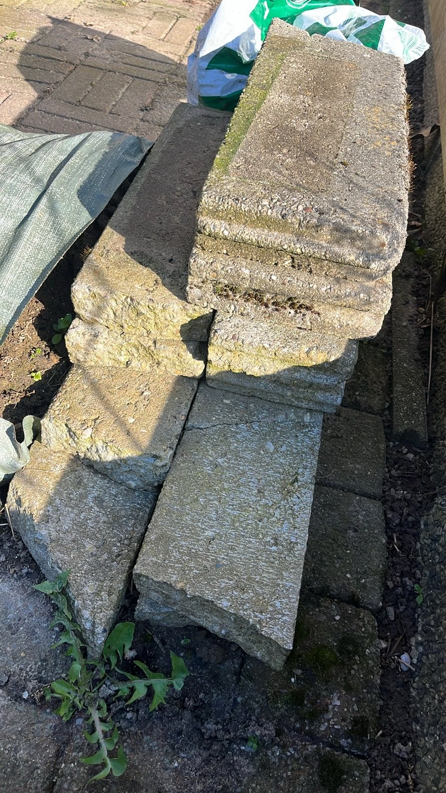 Gratis Gebruikte betontegels voor bv puinpad, Tuin en Terras, Tegels en Klinkers, Ophalen, Gebruikt, Overige typen, Minder dan 5 m²