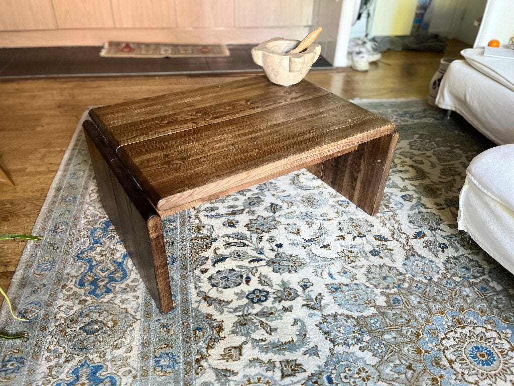 Brutalist salontafel van Harry de Groot voor Leolux, 1970, Ophalen, 50 – 75, 100 tot 150 cm, Eikenhout
