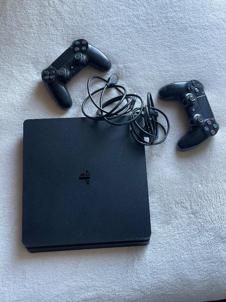 PS4 Slim 1TB + 2 controllers + 5 games – top sta, Ophalen, Zo goed als nieuw, Overige typen, PlayStation 4