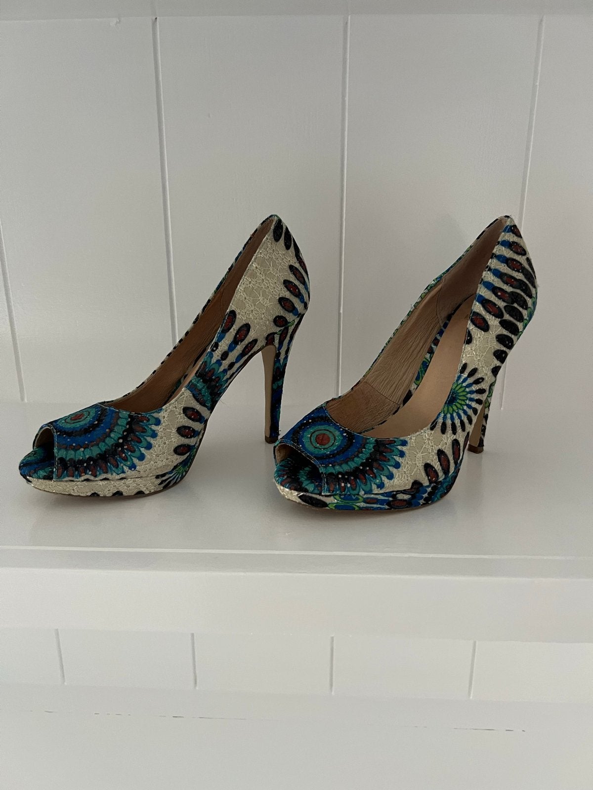 Manfield Peep-toe Pumps met Print - Maat 40, Ophalen, Gedragen, Overige kleuren, Pumps