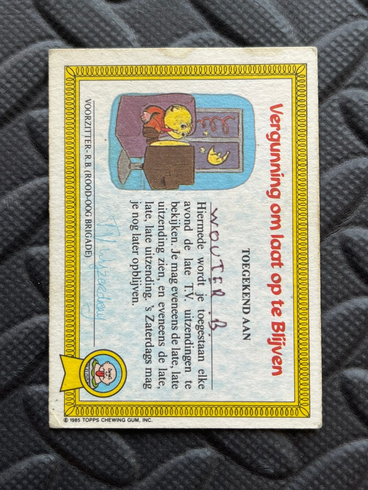 Garbage Pail Kids 1985 | Pier Vampier #1a |  Nederland, Hobby en Vrije tijd, Stickers en Plaatjes, Ophalen of Verzenden, Gebruikt