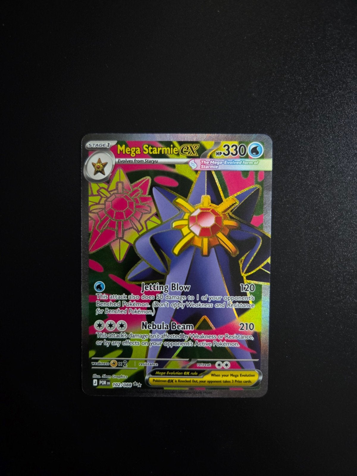 Mega Starmie ex 102/088 Pokemon Perfect order, Ophalen of Verzenden, Zo goed als nieuw, Booster, Foil