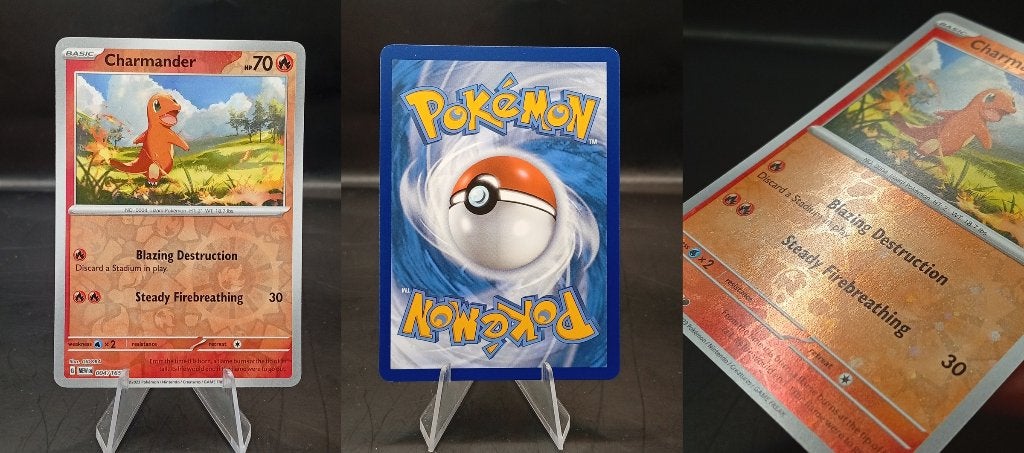 Charmander 151 (MEW 004) Reverse holo - Near Mint, Ophalen of Verzenden, Zo goed als nieuw, Losse kaart