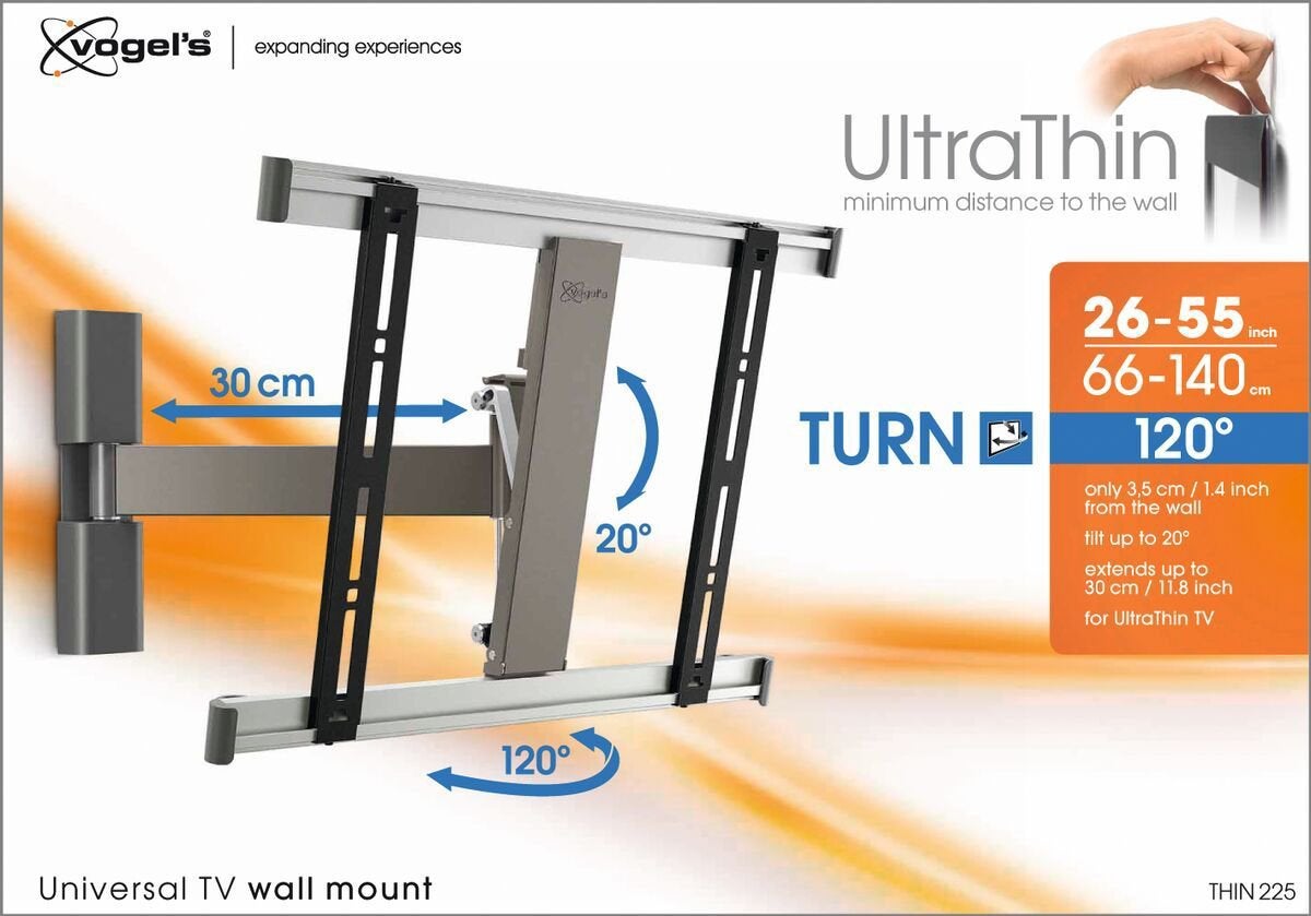 Vogel’s THIN 225 UltraThin Draaibare tv-beugel, Audio, Tv en Foto, Televisiebeugels, Ophalen, Gebruikt
