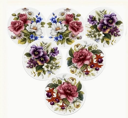 Onderzetters met Bloemen afbeeldingen, Hout, Glasonderzetter, Stapelbaar, Ophalen of Verzenden