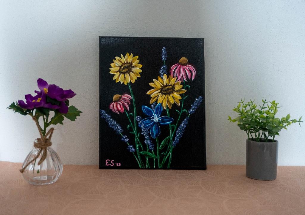 Schilderij 'Springflowers' te koop, Antiek en Kunst, Kunst | Schilderijen | Klassiek, Ophalen of Verzenden