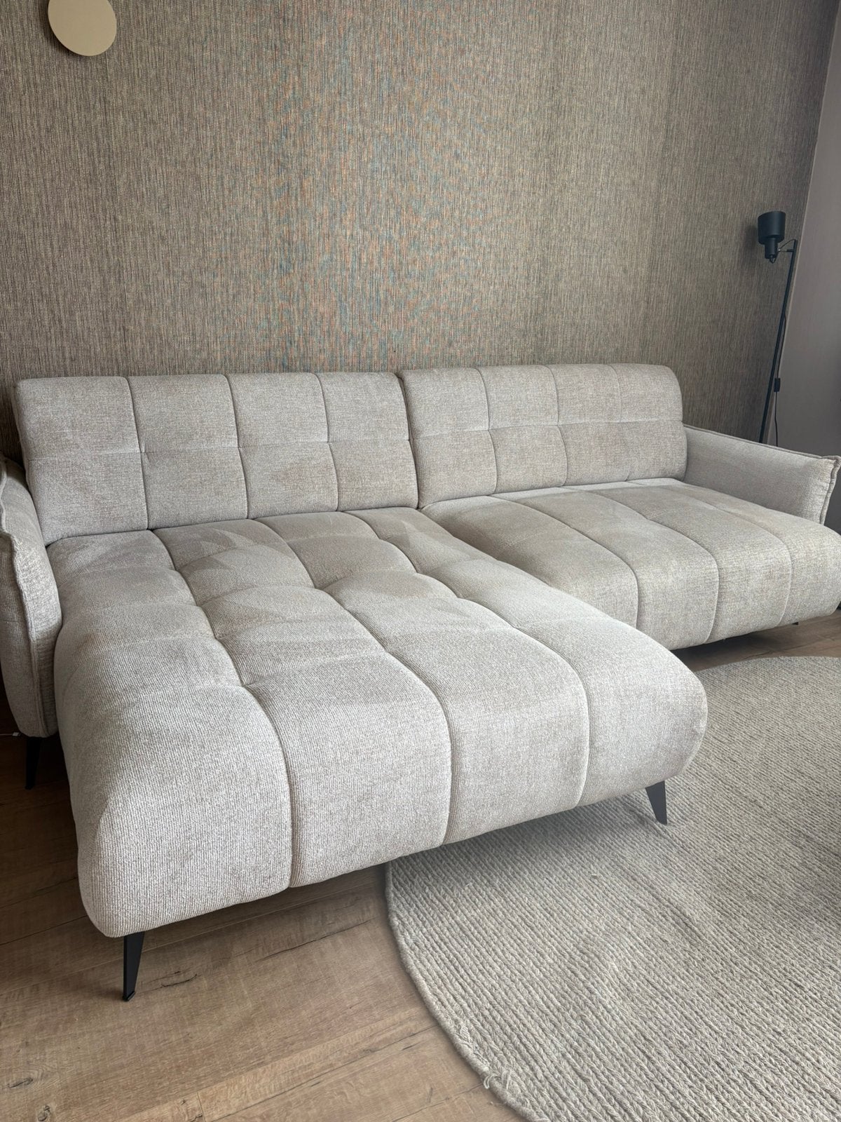 Hoekbank beige, Ophalen of Verzenden, Zo goed als nieuw, Vierpersoons of meer
