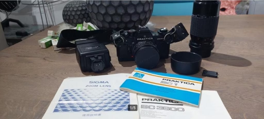 Praktica BC1 camera flitser BC3600 Sigma zoomlens 75 210mm, Ophalen, Gebruikt, Spiegelreflex, Overige Merken
