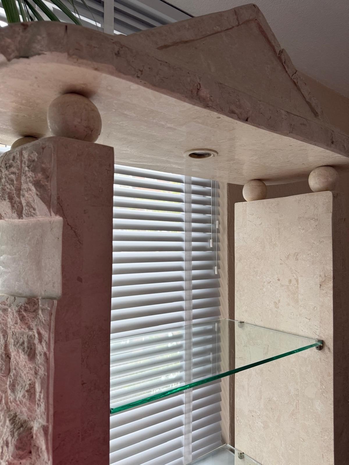 Unieke spiegel en dressoir set in steenlook, Ophalen of Verzenden