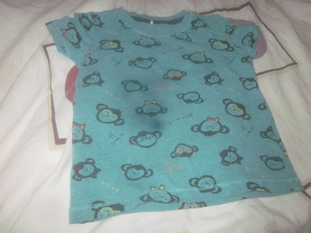 Nieuw zeegroen/zwart ea shirtje me leuke aapjes Name It 80, Nieuw, Ophalen of Verzenden, Shirtje of Longsleeve, Name It