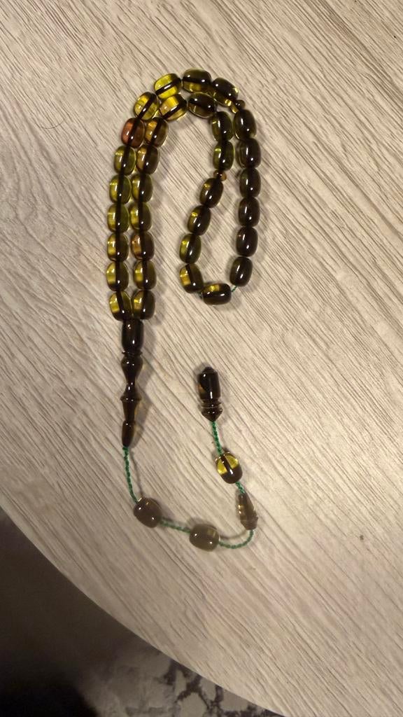 Gebedskralen (Tesbih-Kehribar) - Amberkleurig en Rood, Ophalen of Verzenden, Zo goed als nieuw, Sieraad, Islam