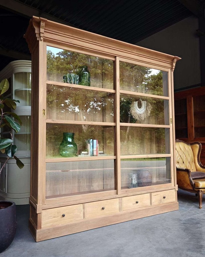 Wauw! Teakhouten vitrinekast | Museumkast "Art deco", Met deur(en), -, 200 cm of meer, -