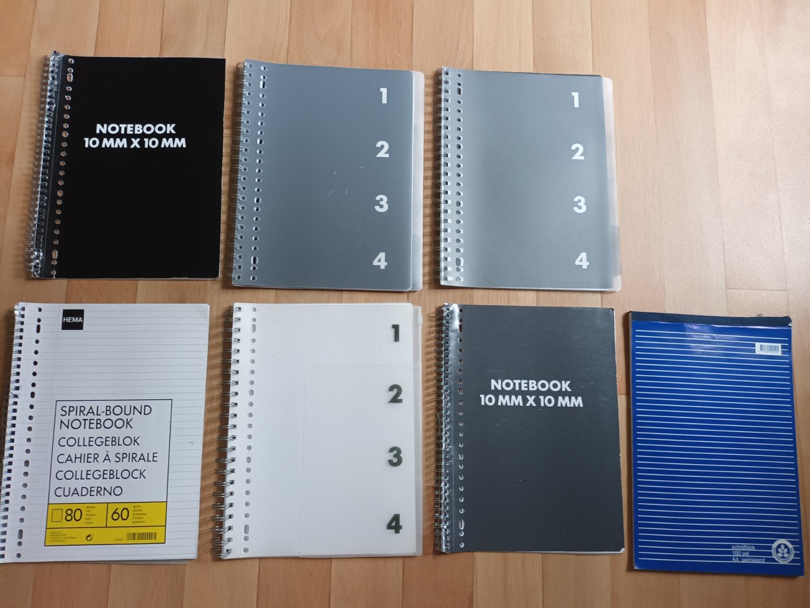 7x notebook Hema gelinieerd ruitjes 10x10mm schrijfblok A4, Diversen, Schrijfwaren, Gebruikt, Ophalen of Verzenden