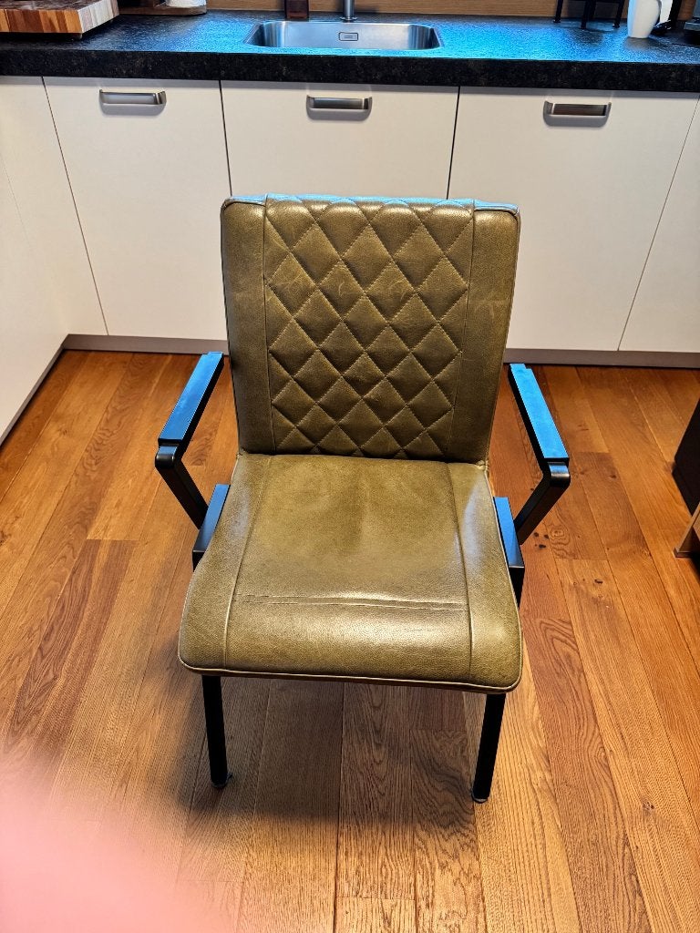Industriële eetkamerbank met 3 eetkamerstoelen, Ophalen, Gebruikt, Industriële stijl, Minder dan 4 stoelen
