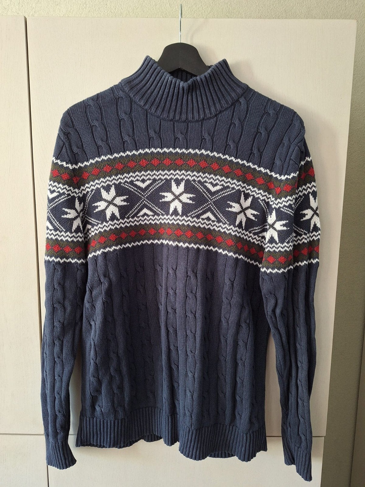 Selected homme mt M  warme gebreide trui met Noorse print, Kleding | Heren, Ophalen of Verzenden, Gedragen, Maat 48/50 (M), Blauw