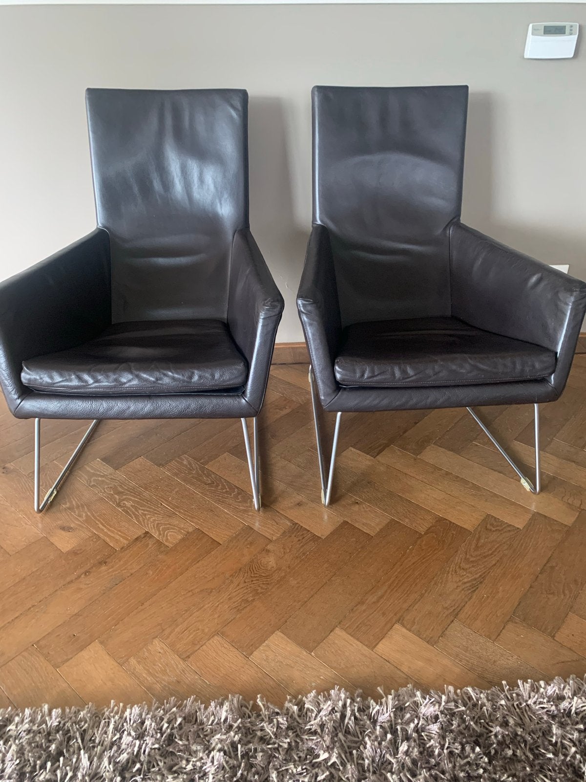 2 fauteuils Don van Label ontwerp Gerard van den Berg,, Ophalen, Gebruikt, 50 tot 75 cm, Leer