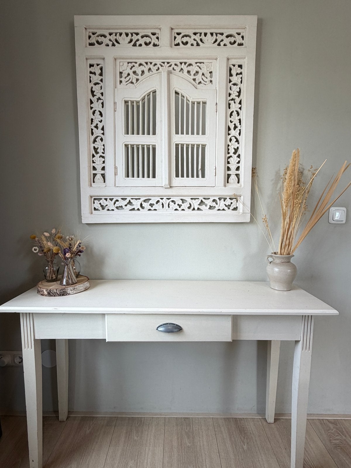 Bali spiegel en sidetable set, Ophalen, Gebruikt, 100 tot 150 cm, Minder dan 25 cm