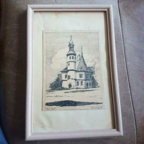 Orig. Pentekening 1883 Hegereiterhaus Rothenburg, Antiek en Kunst, Ophalen