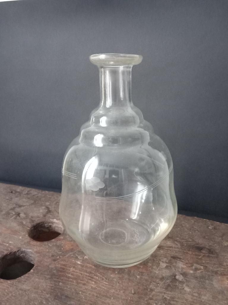 oude vaas gegraveerd, karaf wijn Frankrijk, vintage antiek, Ophalen of Verzenden
