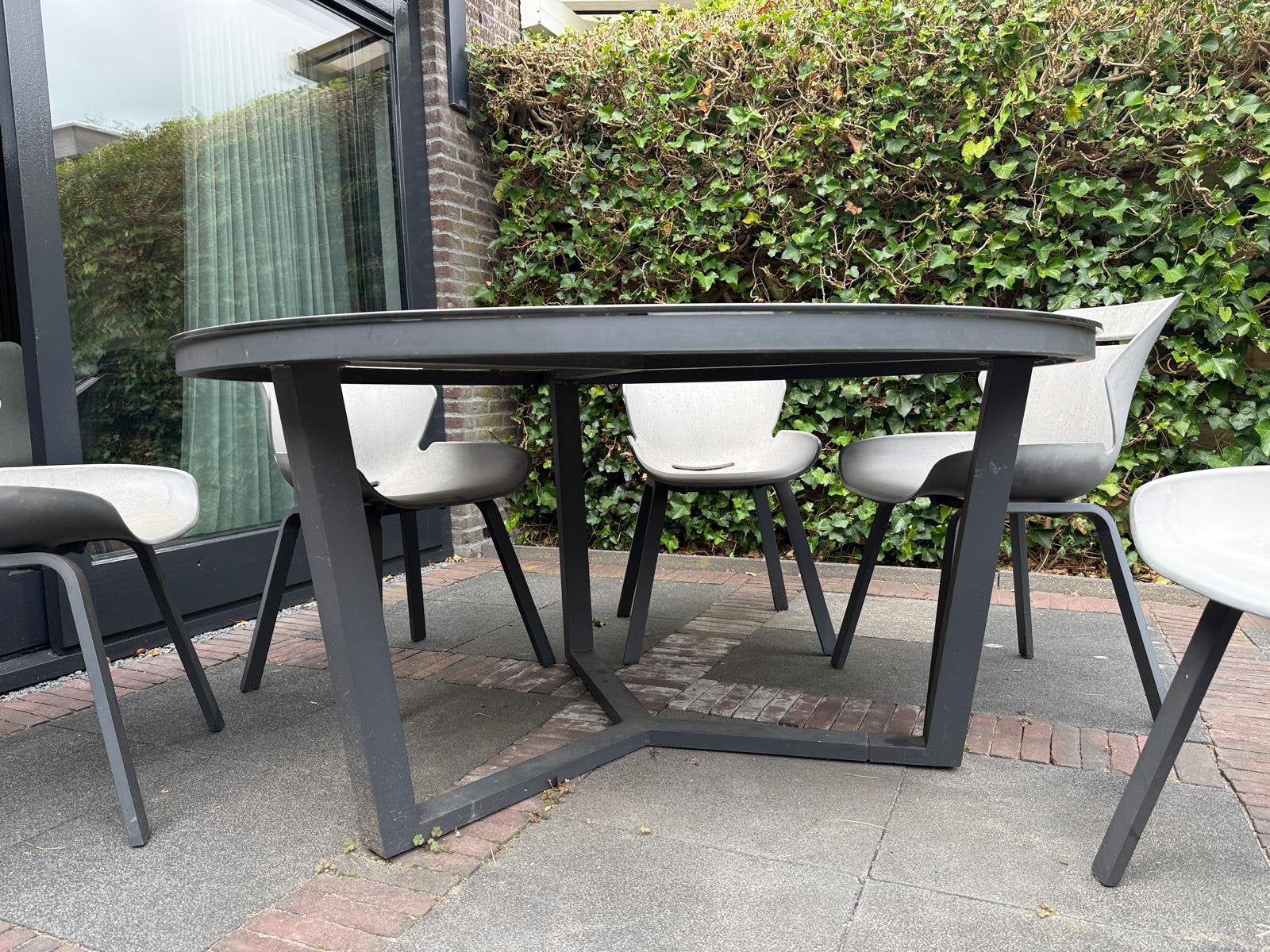 Tuintafel set met 6 stoelen, Ophalen, Gebruikt, Rond, Kunststof