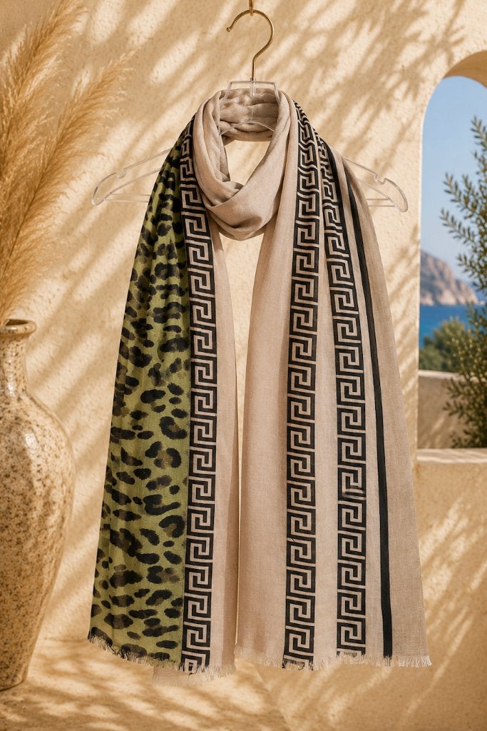 Sjaal Leopard Groen, Ophalen of Verzenden, Nieuw, Maat 46/48 (XL) of groter, Sjaal