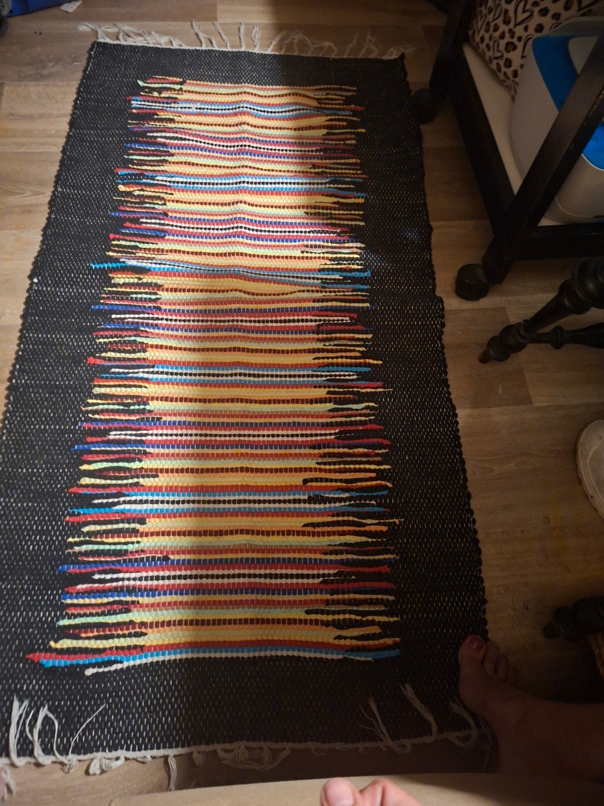 Vrolijk gekleurd vloerkleed - Gebruikt, Gebruikt, 100 tot 150 cm, Ophalen of Verzenden, Zwart