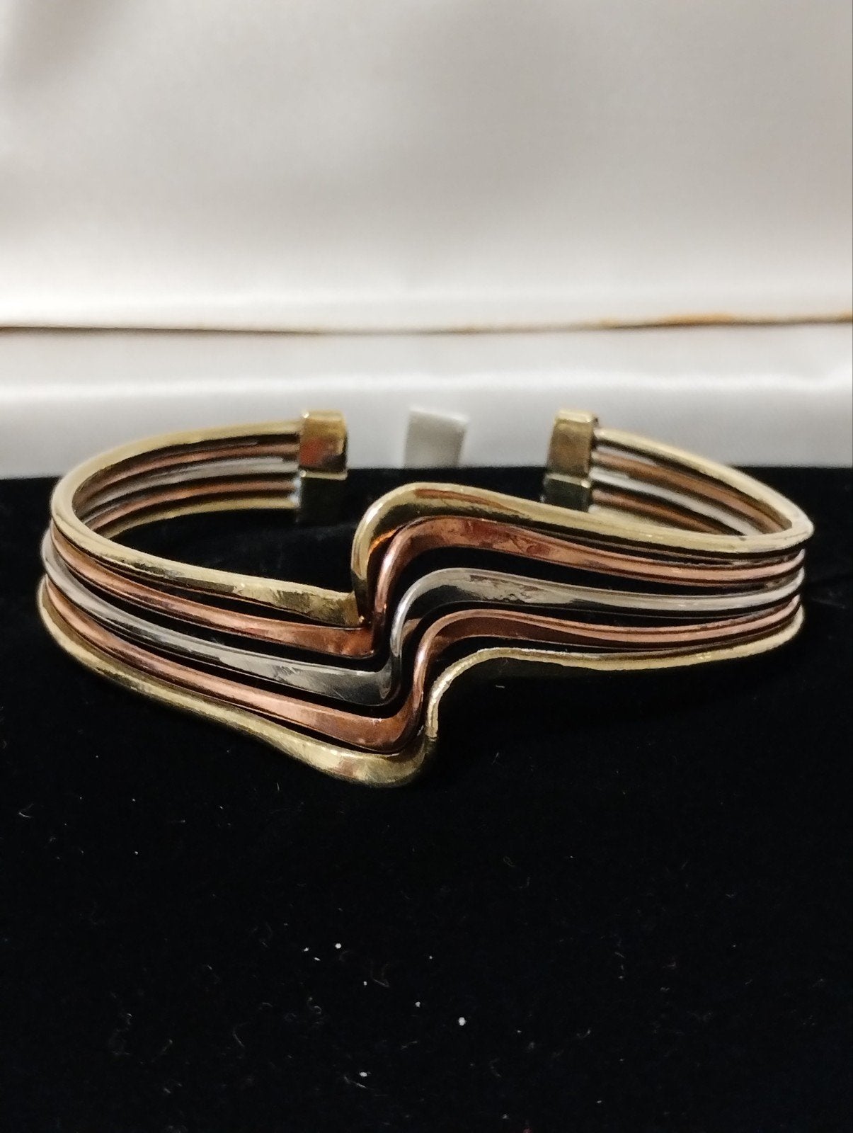 Vintage 70's Taxco Mexico cuffed wave manchet armband, Ophalen of Verzenden, Zilver