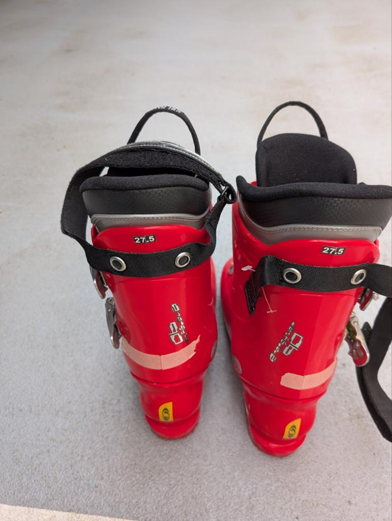 Salomon skischoenen rood, maat 27.5, Sport en Fitness, Skiën en Langlaufen, Ophalen, Gebruikt, Schoenen, Salomon