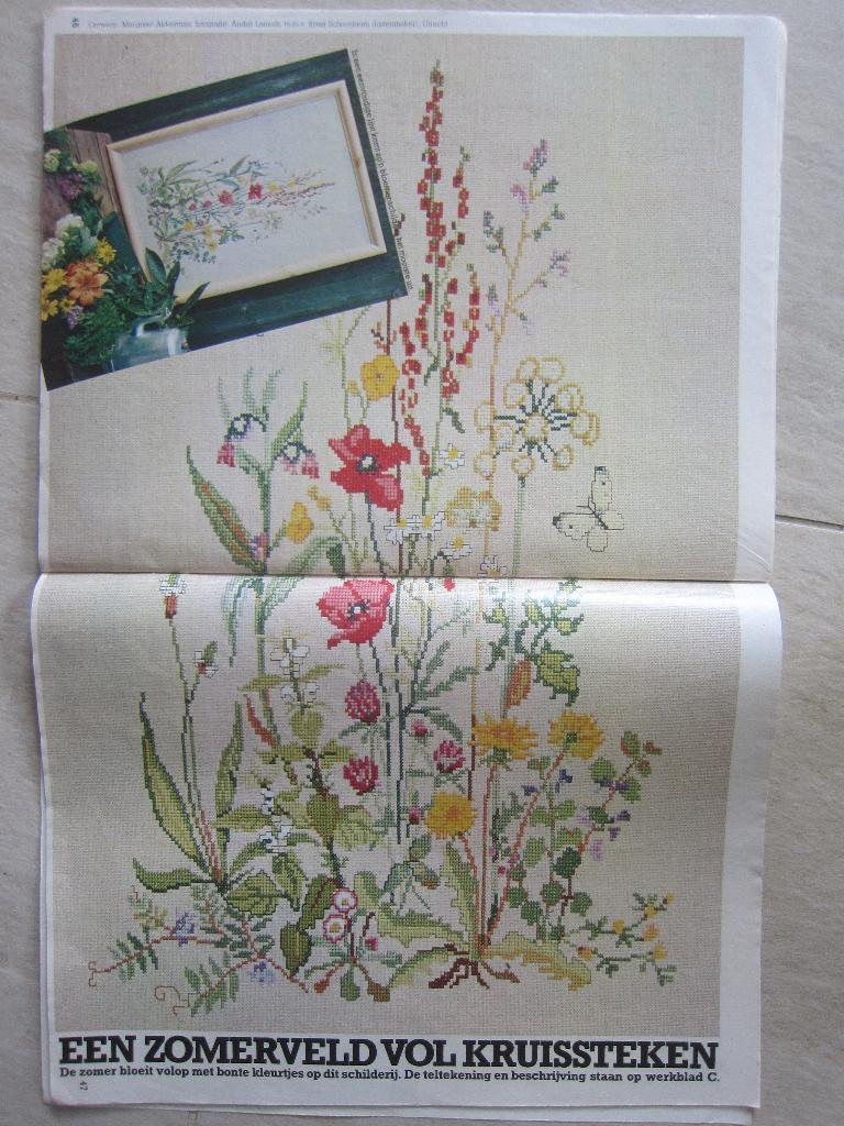 borduur en patroon fluitenkruid GROOT Wilde weide bloemen, Hobby en Vrije tijd, Borduren en Borduurmachines, Ophalen of Verzenden