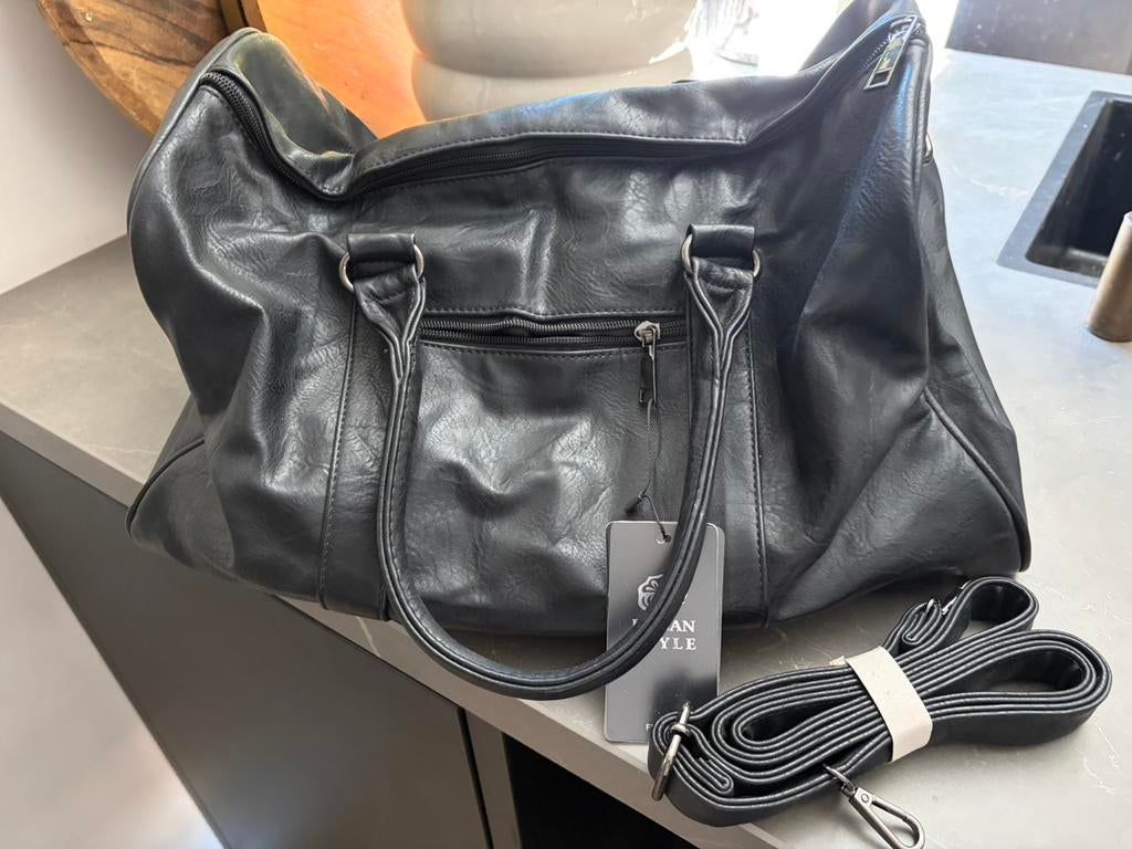 Leren reistas, Ophalen, 40 tot 60 cm, 30 cm of meer, Bruin