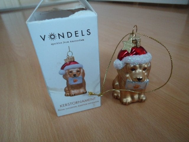 Vondels kerstornament, kerstbal hond met brief, Diversen, Ophalen of Verzenden