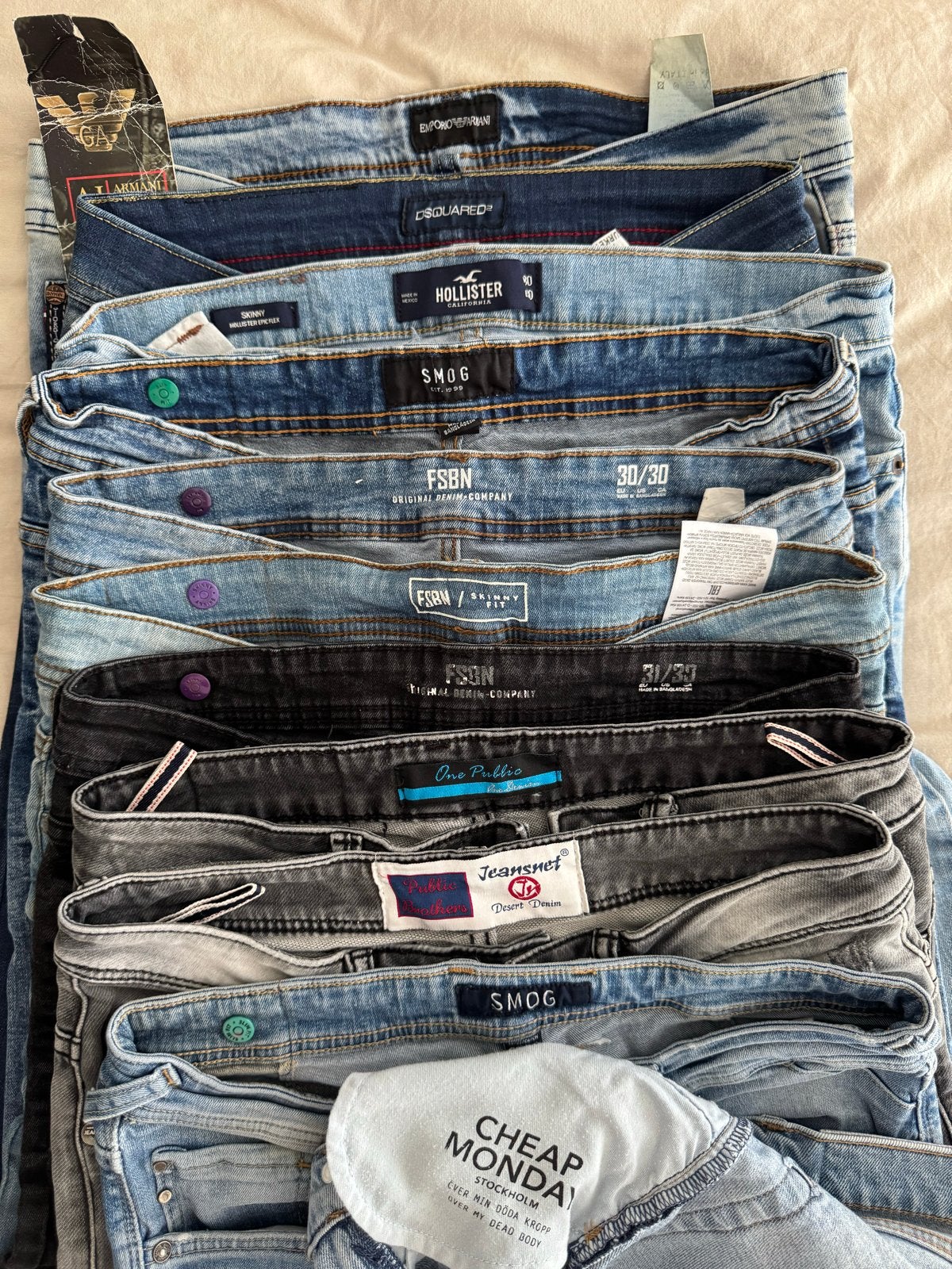 Grote partij herenjeans - diverse merken en maten, Ophalen of Verzenden, Gedragen, Overige kleuren, Overige jeansmaten