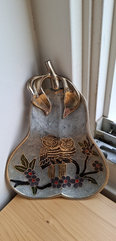 Charmante vintage Cloisonné peervormige schaal.🍐🛑, Antiek en Kunst, Antiek | Koper en Brons, Verzenden, Koper