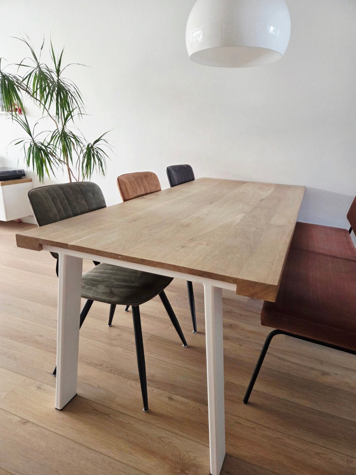Eettafel 90x210cm Houtmerk echo 🍀, Ophalen, Gebruikt, 50 tot 100 cm, Metaal