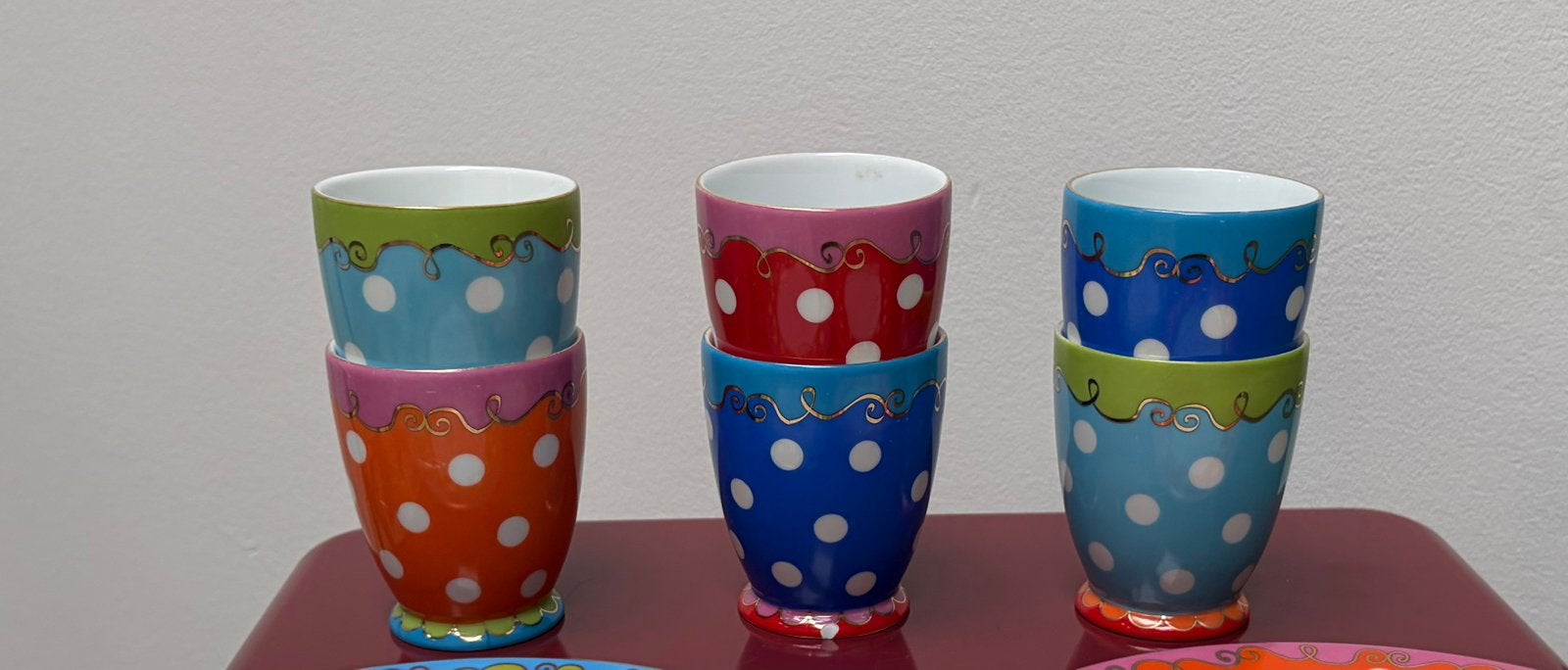 6 Oilily bekers, Huis en Inrichting, Overige merken, Zo goed als nieuw, Modern, Aardewerk