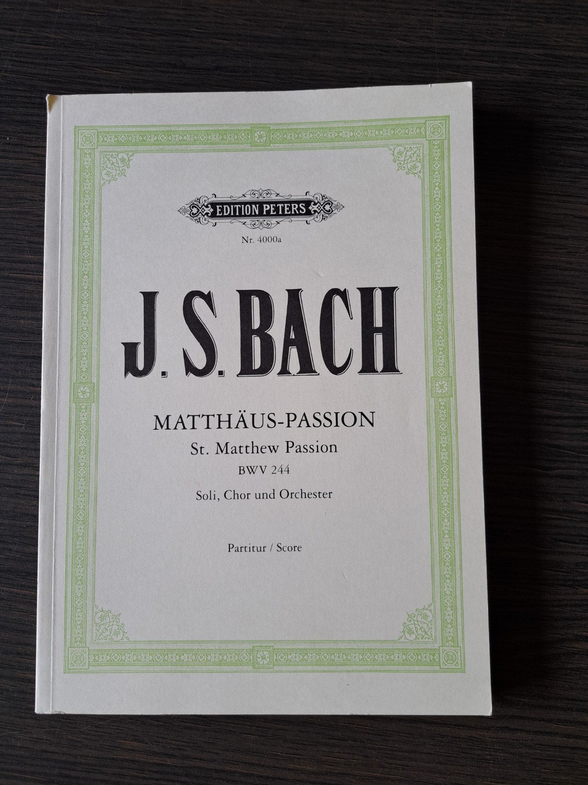 J.S. Bach Matthäus-Passion Partitur - Edition Peters, Muziek en Instrumenten, Koor, Klassiek, Ophalen of Verzenden, Zo goed als nieuw