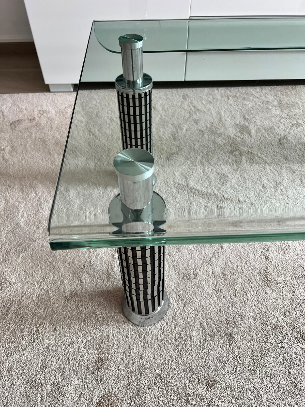 Glazen salontafel met chromen poten, Huis en Inrichting, Tafels | Salontafels, Ophalen, 100 tot 150 cm, 50 tot 100 cm, Glas